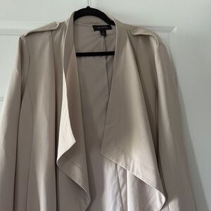 Halogen Beige Draped Trench Coat